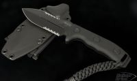(#101-2BL) Microtech Crosshair DE Black Partial Serrated