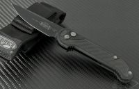 (#135-1CF) Microtech LUDT Black Plain w/ CF Inlay