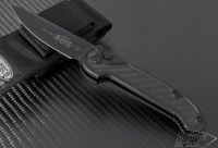 (#135-1TCF) Microtech LUDT Black Tactical Plain w/ Carbon Fiber