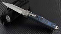 (#137-4BL) Microtech OSS Cobra Bowie Clip Point Blue Satin Standard