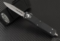 (#138-12) Microtech Troodon - D/E - Stonewash - Full Top Serrated