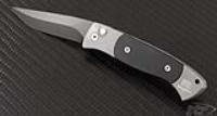 (#BR-1202) Brend Auto #2 Grey / Black G-10 Black Plain Blade