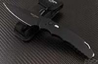 (#PT-TR-4.3) Protech TR-4.3 Black Handle DLC Plain Blade